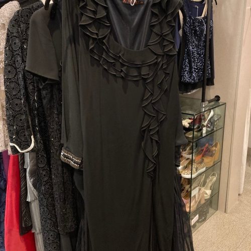 Escada Black Ruffle Dress Size M.