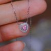 Heart Pink Diamond Necklace 0.23Ct 18K White Gold.