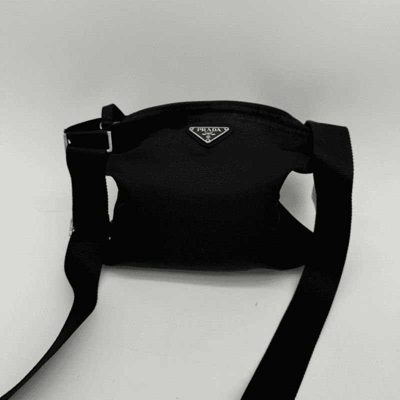 Prada Black Nylon Leather Shoulder Bag Size Small Crossbody.